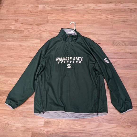 (L) Vintage Michigan State 1/4 Zip Up Pullover Embroidered Windbreaker - Picture 1 of 7